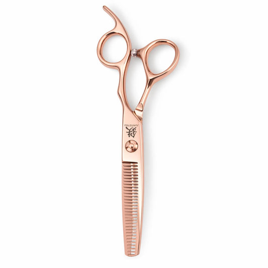 Forbici Sfoltitrici Professionali Juntetsu Oro Rosa VG10 - vista frontale (SKU: JUN-RSG-S50 JUN-RSG-T60)