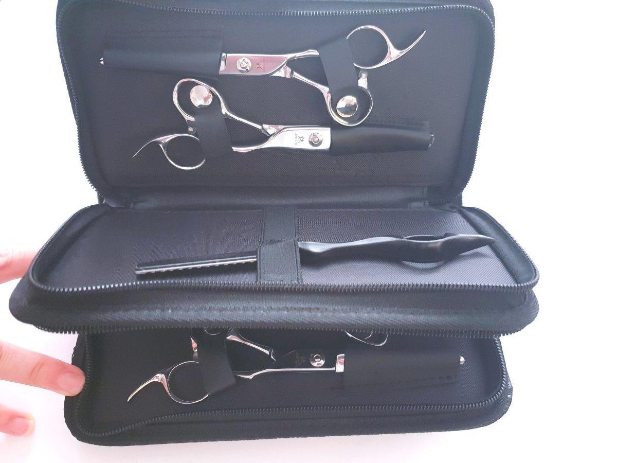 4pcs - Black Checkered Leather Scissors Pouch - Japan Scissors