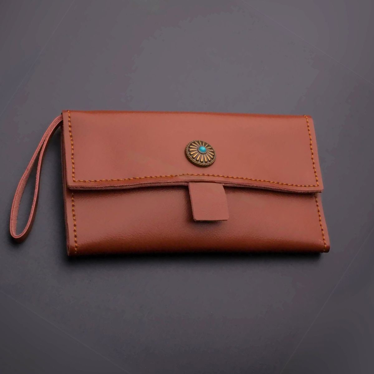 Boho Brown Leather Scissor Wallet - 5 Pocket Artisan Case - Japan Scissors