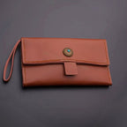 Boho Brown Leather Scissor Wallet - 5 Pocket Artisan Case - Japan Scissors