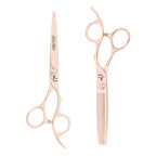 Complete Ichiro Rose Gold professional shears set showing cutting and texturizing shears