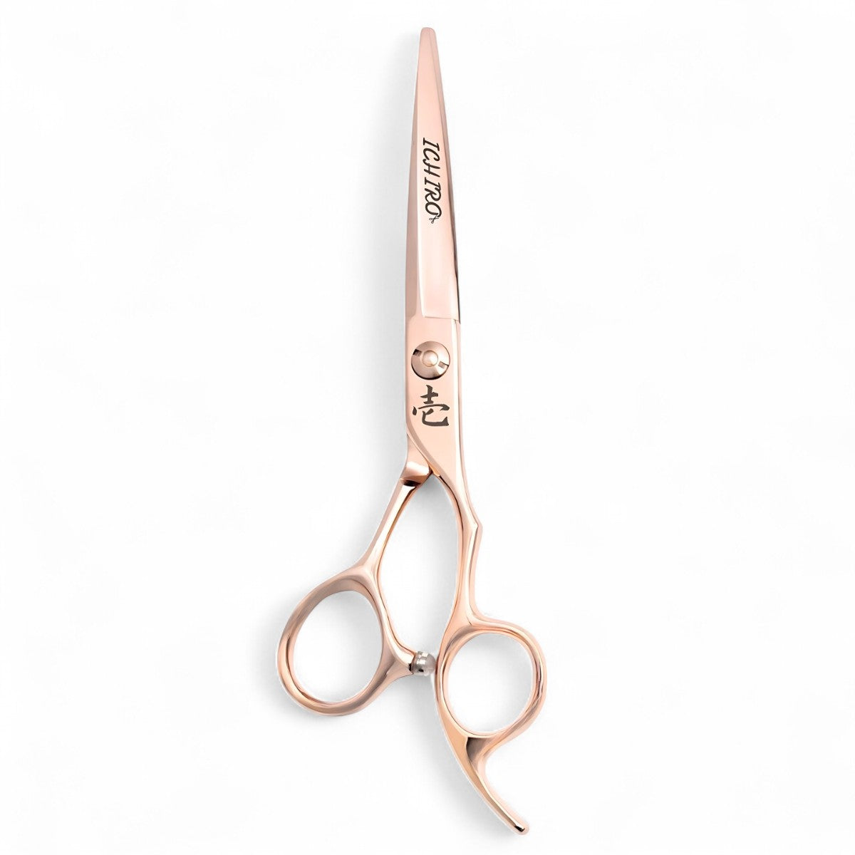 Ichiro Rose Gold Sword hair cutting scissors top view showing lightweight sword blade design and rose gold titanium coating
