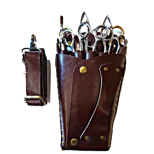 Japan Scissors - 5pcs - Brown Leather Scissors Holster - Japan Scissors