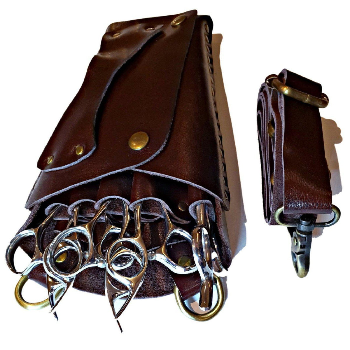 Japan Scissors - 5pcs - Brown Leather Scissors Holster - Japan Scissors