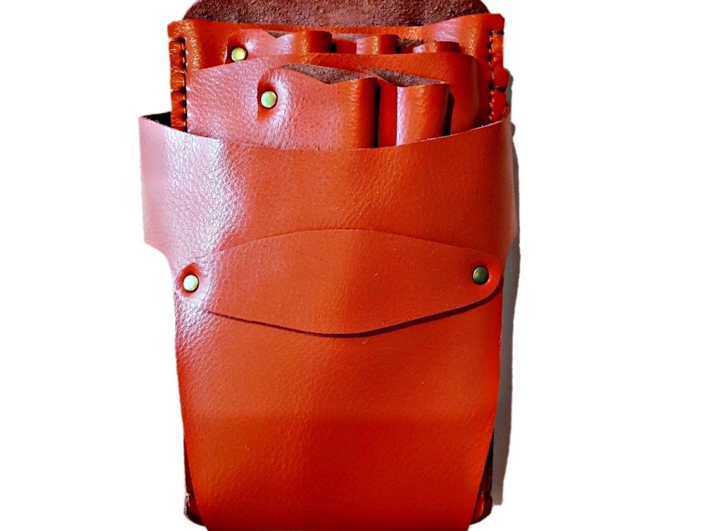 Japan Scissors - 5pcs - Orange Leather Scissors Holster - Japan Scissors