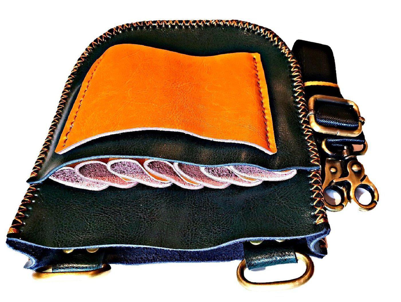 Japan Scissors - 7pcs - Black & Orange Leather Scissors Holster - Japan Scissors