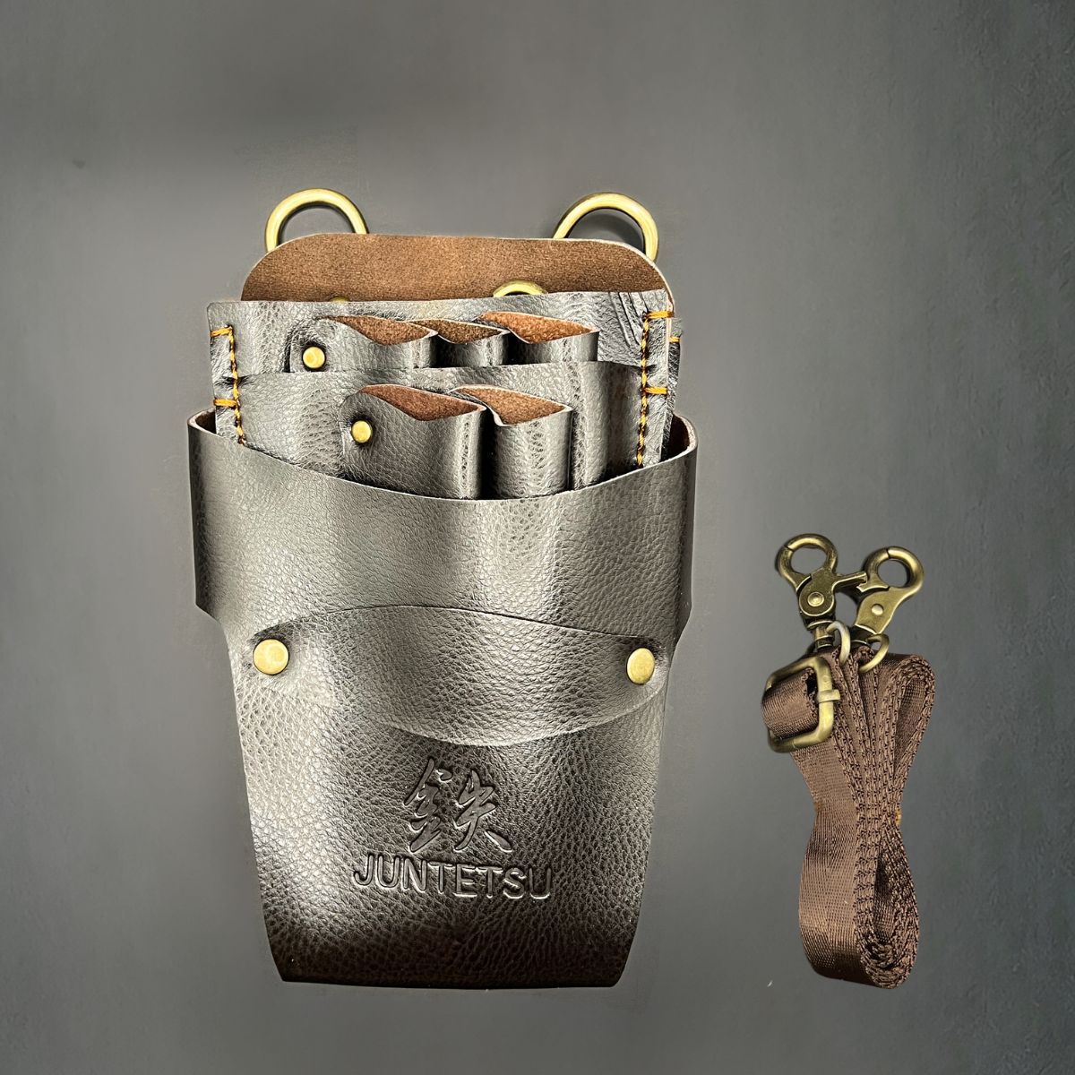 Juntetsu Classic Brown Leather Holster - 5 Professional - Japan Scissors