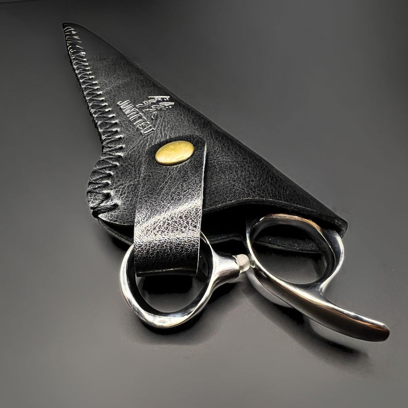 Juntetsu Single Scissor Protector - Classic Black Leather - Japan Scissors #dark