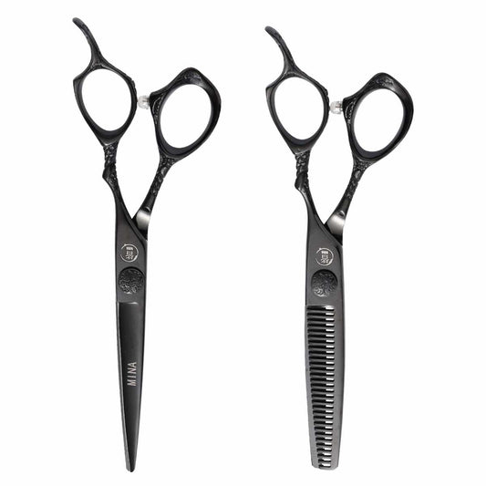 Mina Ash Black Hairdressing Scissor Set - Japan Scissors