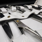 Premium White Leather Scissor Case - 5 Scissor Pocket - Japan Scissors