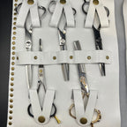 Premium White Leather Scissor Case - 5 Scissor Pocket - Japan Scissors