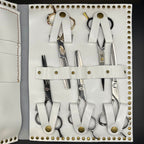 Premium White Leather Scissor Case - 5 Scissor Pocket - Japan Scissors